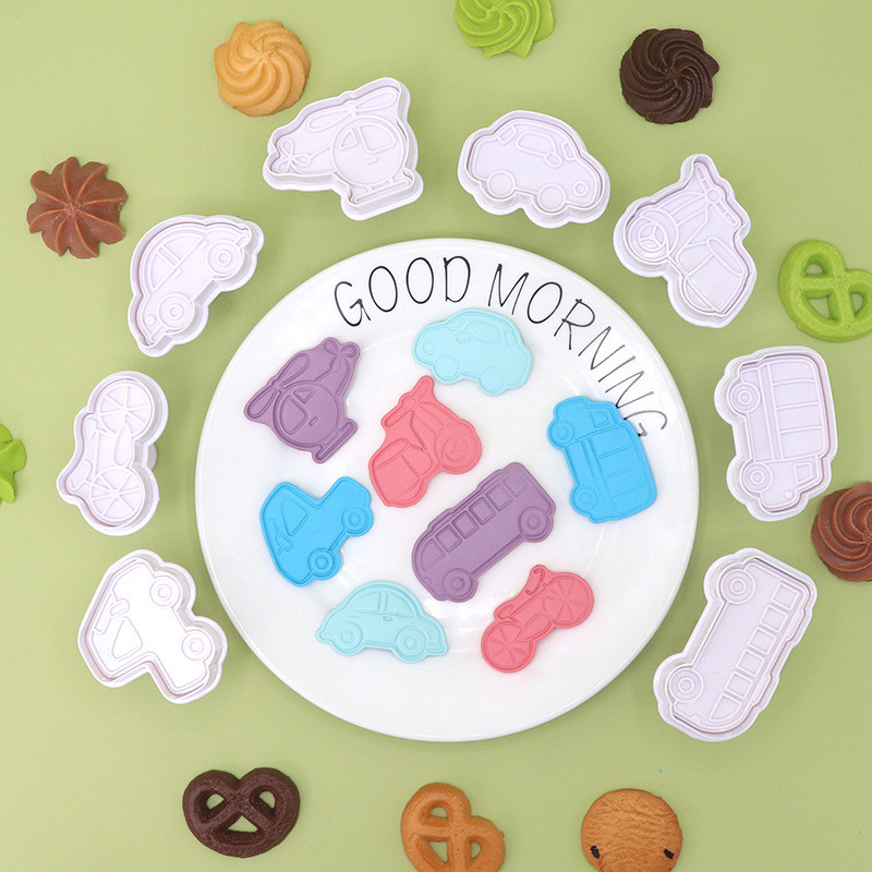 4 Chiếc Vận Chuyển Series Bánh Quy Lò Xo Khuôn Xe Cắt Cookie