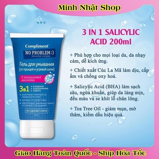 [DATE MỚI] Sữa rửa mặt - Gel NO PROBLEM Compliment chứa Tea Tree Salicylic Acid,giảm viêm,mụn 200ML của Nga