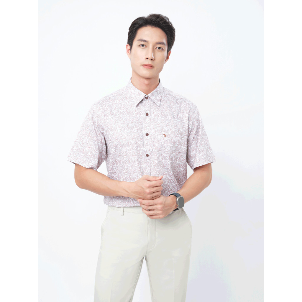 Sơ mi tay ngắn lai ngang VIETTIEN SMART CASUAL vải Bamboo phom REGULAR VT00000370