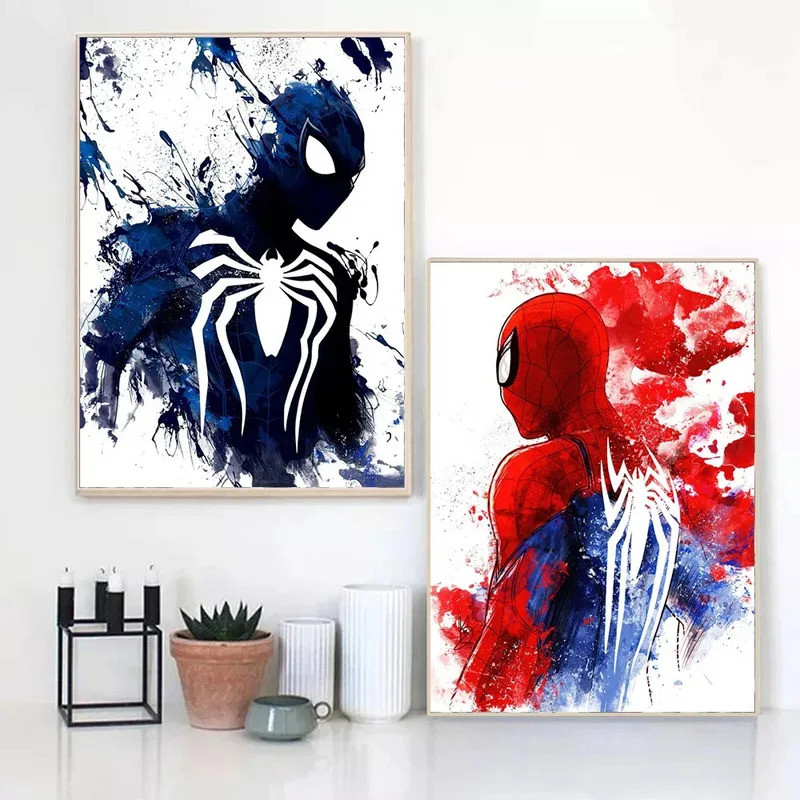 Mini Marvel Phim Màu Nước Người Nhện Siêu Anh Hùng Vải Áp Phích Nhà Hiện Đại Treo Tường Nghệ Thuật Tranh In Hình Trang Trí Phòng Tranh Z5D5