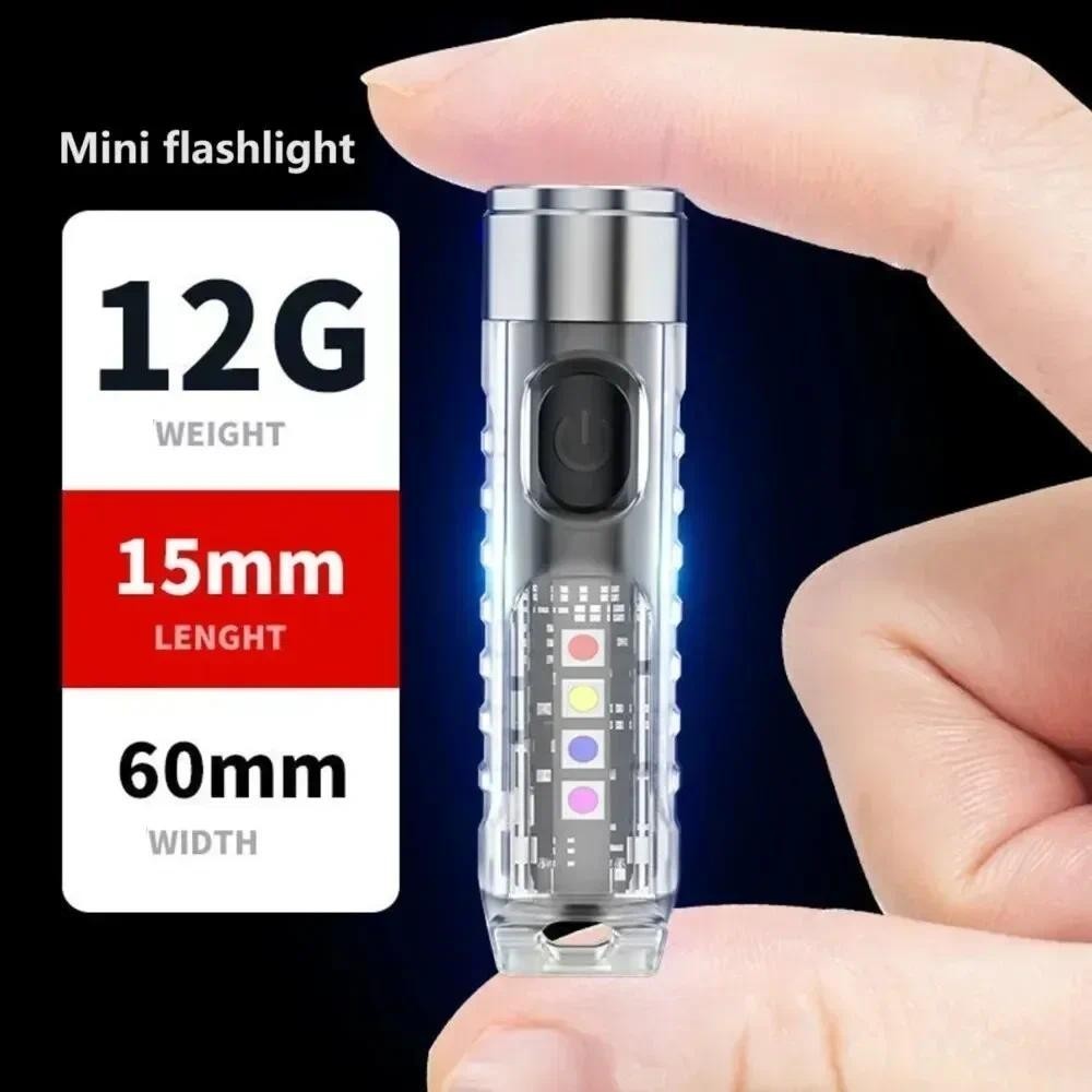 3 MINI Di Động Sạc Đèn Pin LED USB-C LED MINI Móc Khóa Ánh Sáng Với Đuôi Nam Châm Đèn Uv Đa Năng Di Động Đèn Pin Cắm Trại