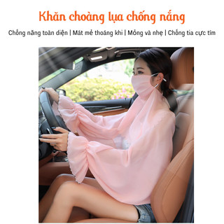 Áo Choàng Chống Nắng Nữ Kèm Khẩu Trang Voan Tuyết Mỏng Nhẹ Hàn Quốc Thoáng Khí, Mặc Lái Xe Mùa Hè