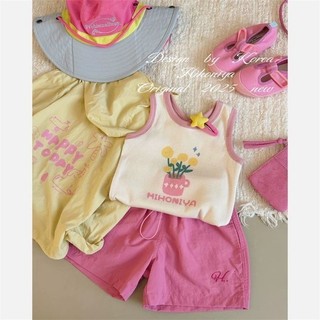 Áo vest mùa hè mới cho bé gái, áo thun in hình động vật dễ thương, áo không tay hoạt hình cho bé gái