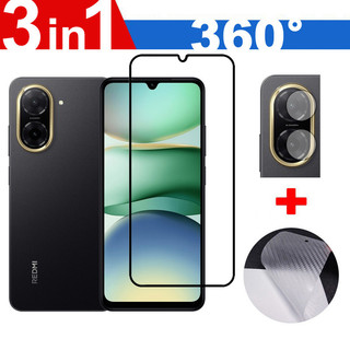 Kính cường lực Chống rơi 3 trong 1 Bảo hiểm đầy đủ cho Xiaomi Redmi A5 A2 13 13x 14C Note 14 Pro Plus 4G 5G Bảo vệ màn hình + Trở lại phim + Máy ảnh Bảo vệ ống kính