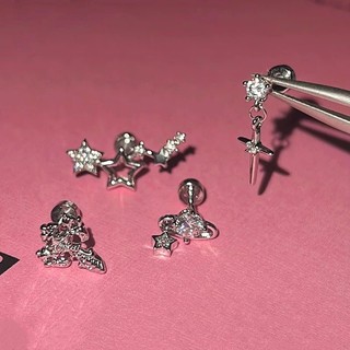 Bong Titan Hành Tinh Chữ Thập Nữ Bông Tai Khuyên Tai Xoắn Không Gây Dị Ứng Y Tế Thép Titan Chữ Thập Zircon Hành Tinh Mặt Bông Tai