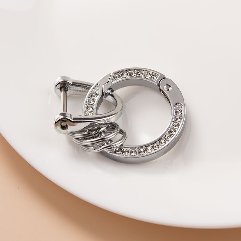 Móc Khóa Ngựa Hoof Thiết Kế Kim Cương Kẻ Sọc Tối Giản Khóa Dành Cho Nam Nữ DIY Unisex Quà Tặng