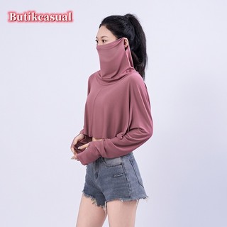 Phụ Nữ modal Mũi Chống Nắng Bóng 2025 Mùa Hè Mới Khăn choàng Lái Xe Cổ Mặt nạ Áo Mỏng top