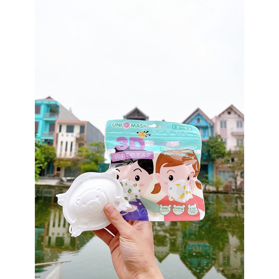 [Túi 3 Cái] Khẩu trang gấu Uni Mask cho bé sơ sinh 0 đến 3 tuổi công nghệ Nhật Bản hàng chính hãng