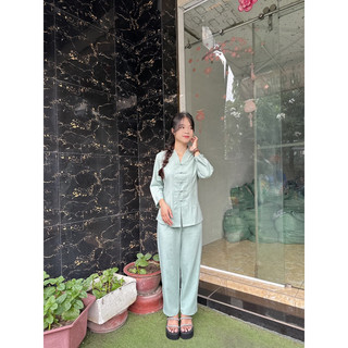 set đồ bộ nữ phật giáo, bà lai linen cao cấp