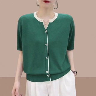 Mùa Hè Phong Cách Mới Ice Silk Rời Áo Thun Tay Ngắn Nữ Kích Thước Lớn Bao Da Thịt Mỏng Hơn Nhìn Mỏng Hơn