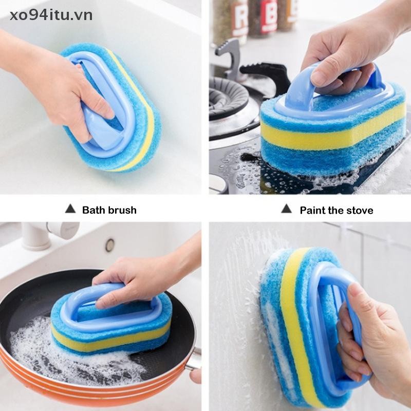 XOITU Làm Dày Bàn Chải Làm Sạch Có Tay Cầm Nhà Bếp Xốp Lau Phòng Tắm Ngói Bồn Tắm Làm Sạch Bọt Biển Nhà Loại Bỏ Vết Bẩn Dụng Cụ Sạch VN