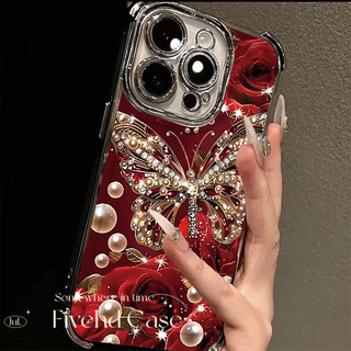 Ins Hàn Quốc Hoa Hồng Pha Lê Bướm Mạ Sang Trọng Cho IPhone 16 11 12 13 14 15 16E Pro Xs Max X Xr 7 8 Plus SE Vỏ Điện Thoại TPU Mềm Chống Rơi Vỏ Chống Sốc