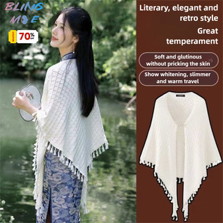 Phong Cách Retro Phong Cách Quốc Gia Khăn Choàng Tam Giác Sườn Xám Áo Khoác Ngoài Dệt Kim Nghệ Thuật Phong Cách Dân Tộc Khăn Choàng Internet Người Nổi Tiếng Giảm Béo Thanh Lịch