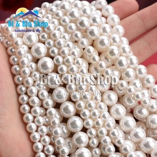 Hạt Trai Chuỗi Ngọc Nhân Tạo Tròn Có Lỗ Làm Dây Chuyền, Vòng Đeo tay Trang Sức Handmade