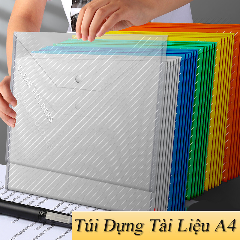 Bìa Đựng Tài Liệu A4 Nhiều Màu - Túi Clear Bag PP Bền Đẹp, Chống Thấm, Tiện Lợi Học Sinh/Văn Phòng
