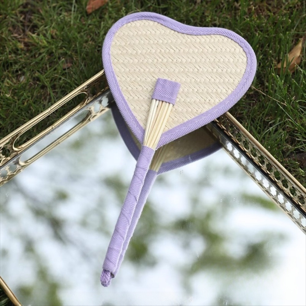 Quạt dệt tay SAIA, Quạt Raffia thủ công nhẹ di động, Tự nhiên với quạt lá cọ đầy màu sắc Mặt dây chuyền trang trí nội thất