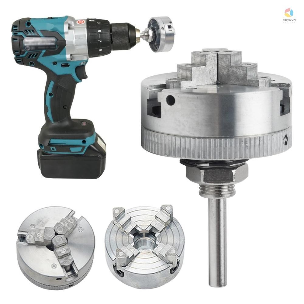 Hợp kim kẽm 4-Jaw Chuck Thanh kết nối Tự định tâm Gỗ Xoay Chuck Phụ kiện kẹp tùy chọn cho máy tiện kim loại Mini
