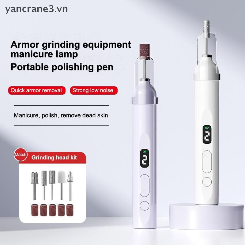 {YAN} Máy khoan móng tay điện 2 trong 1 có thể sạc lại Dụng cụ mài đèn móng tay Dụng cụ phay Bộ chà nhám móng tay đánh bóng mạnh mẽ {ya}