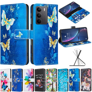 Ốp Lưng TPU Lật Cho Samsung Galaxy A14 A24 A34 A54 A13 A33 A53 A52 A52s A56 5G A72 A12 A04 A04s Bao Da PU In Nhiều Màu Sắc Ví Từ Tính Có Khe Cắm Thẻ Vỏ Đứng