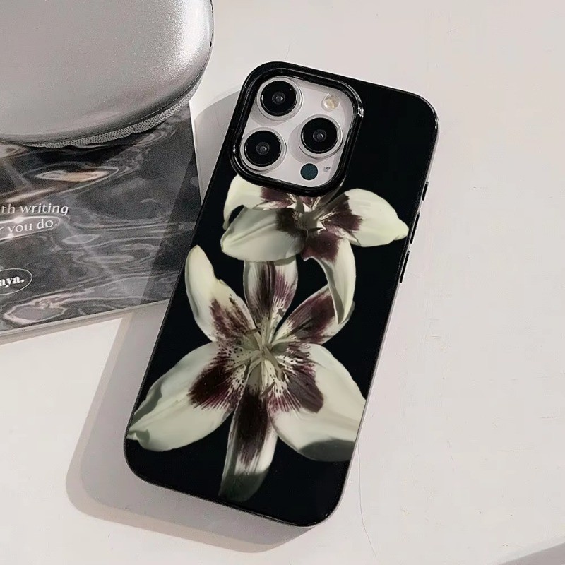 Ốp Lưng Cho iPhone 11 16 15 Pro Max 16e 14 11 12 13 15 Pro XR XS Max X 7 8 Plus SE2022 Retro Họa Tiết Hoa Lily Mềm TPU Chống Sốc