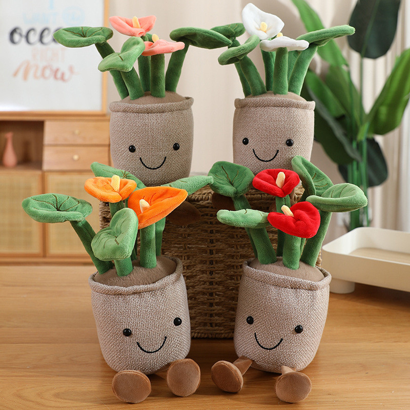 Rytanda Bàn Tay Đỏ Xanh Chậu Sang Trọng Đồ Chơi Mô Phỏng Dễ Thương Hoa Cây Gối Sang Trọng Móc Khóa Vui Vẻ Trẻ Em Quà Tặng Sinh Nhật Giáng Sinh