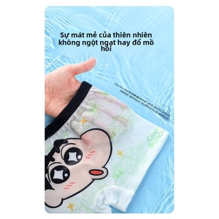 Quần lót bé trai Crayon Shinchan – Quần boxer lưới mát mẻ, chất liệu ice silk co giãn thoáng khí