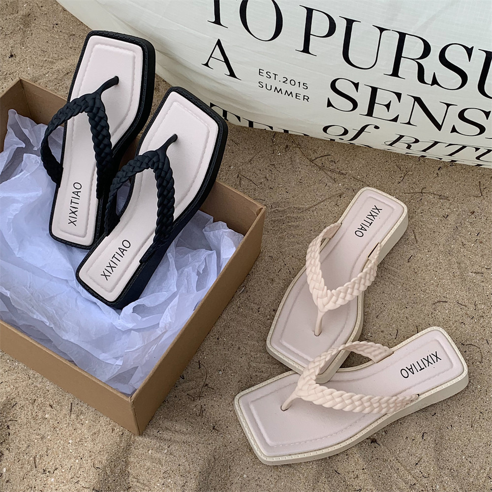 XIXITIAO Flip-Flops Mùa Hè 2025 Phong Cách Mới Xoắn Braid Dép Thời Trang Nữ