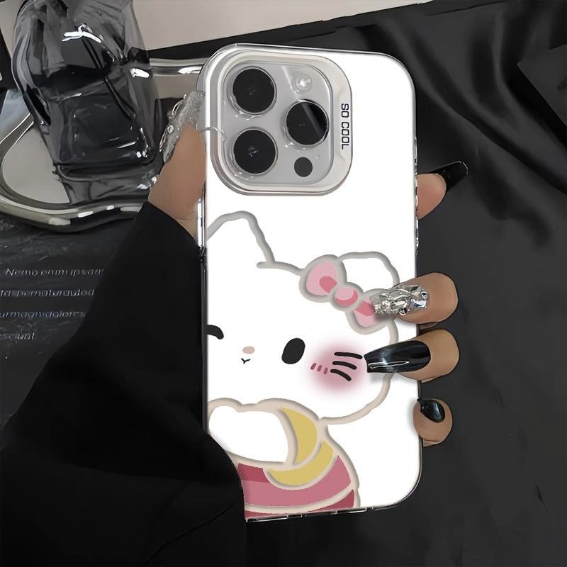 Ốp lưng iPhone hình Hello Kitty đầu to dễ thương công nghệ IMD chống trầy xước | Tương thích iPhone 16/15/14/13/12/11 Pr