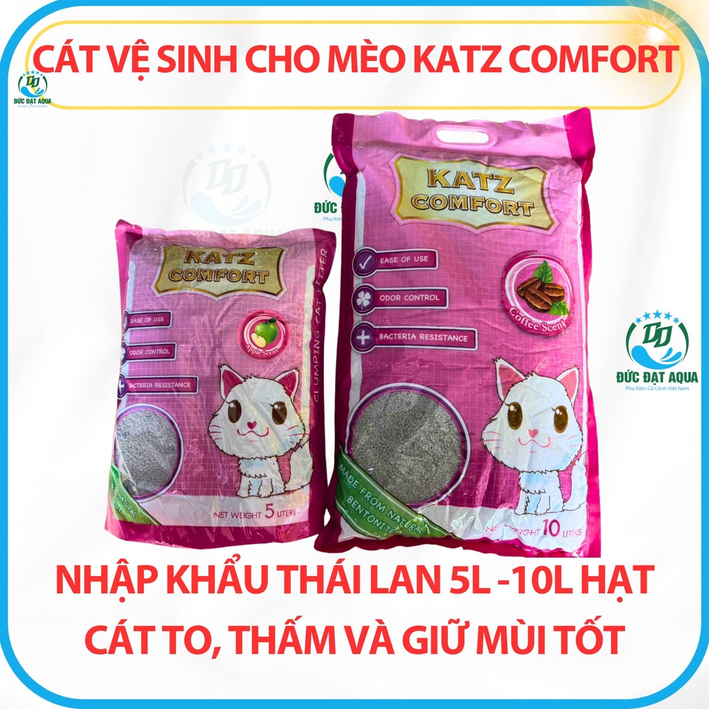 Cát vệ sinh cho mèo Katz Comfort nhập khẩu Thái Lan 5L-nặng 4kg & 10L nặng 8kg hàng chính hãng