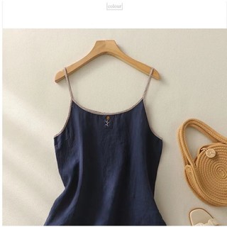 Áo camisole cotton lanh mới, phong cách vintage, thoáng mát, đồ mặc ở nhà đơn giản không tay,Áo khoác mùa hè,Áo ngủ phẳng,Áo bông tại nhà,Áo ngủ kiểu Trung Quốc