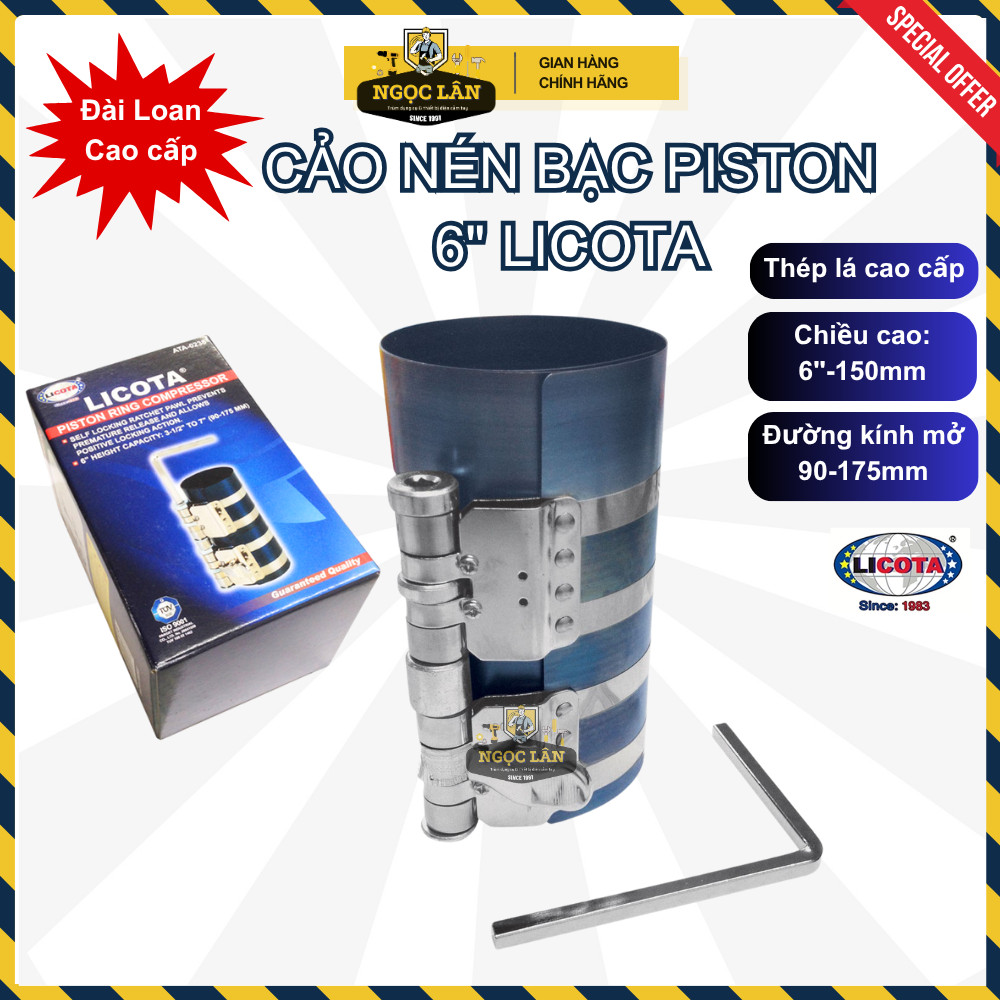 [Chính hãng] Cảo nén bạc, vô bạc Piston 6" (150mm) Licota ATA-0238 hàng Đài Loan cao cấp
