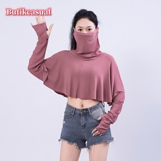 Phụ Nữ modal Mũi Chống Nắng Bóng 2025 Mùa Hè Mới Khăn choàng Lái Xe Cổ Mặt nạ Áo Mỏng top