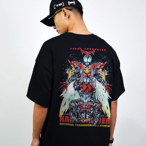 Kamen Rider Kamen Rider Joint Áo thun ngắn tay in hình dáng rộng mùa hè