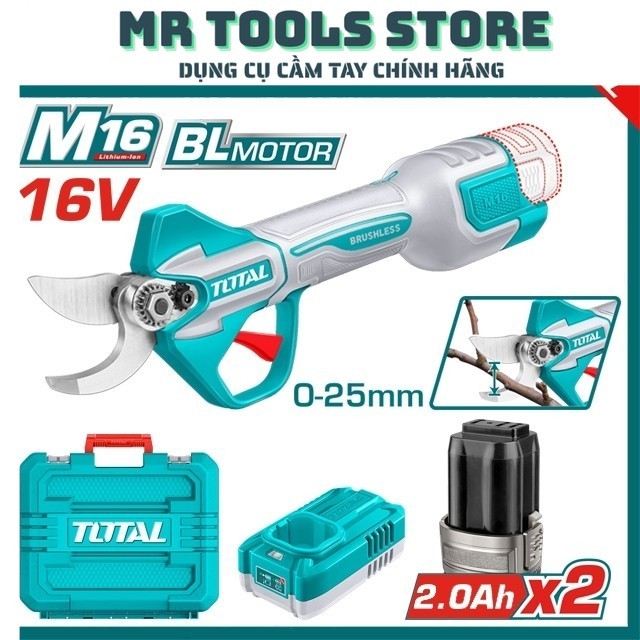 MR TOOLS Máy cắt cành cây 0-25mm dùng pin 16V Total TSSLI162582 ( Động ...