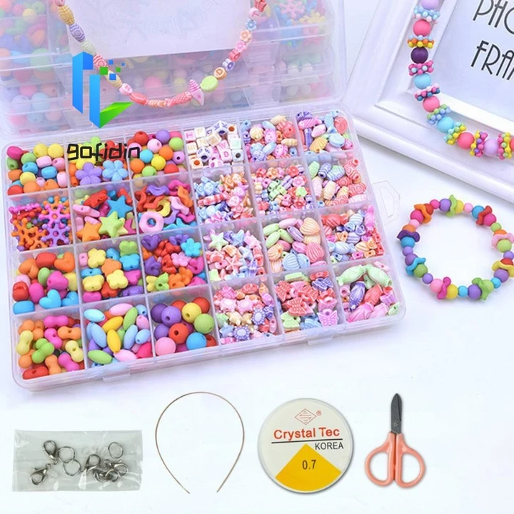 GOFIDIN DIY Handmade Đính Hạt Bộ Đồ Chơi, Nghệ Thuật Thủ Công Handmade Bộ Dụng Cụ Làm Vòng Tay Hạt Đồ Chơi, Đồ Chơi Xếp Hình DIY Đồ Chơi Bộ Trang Sức Hạt Dễ Thương Đồ Chơi Cho Trẻ Em Bé Gái Đồ Chơi Tr