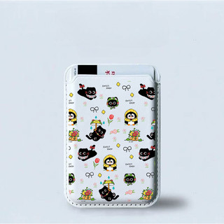 Hộp đựng thẻ họa tiết mèo dễ thương màu đen cho iPhone16pro16prmax 15pro 15promax 14 14promax 14pro