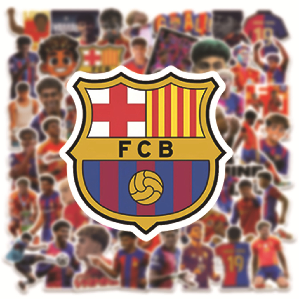 HK1 50 Cái / bộ FC Barcelona FCB Lamine Yamal bóng đá ngôi sao dán trang trí cho ô tô điện thoại di động KH1