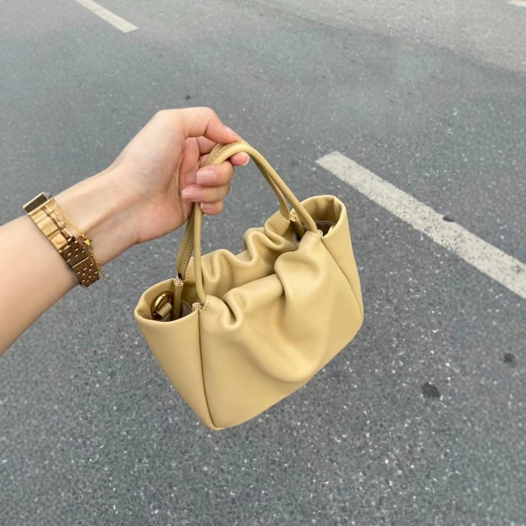Túi đeo vai kiểu dáng thời trang Hàn Quốc mới, mềm mại và đơn giản, màu sắc đồng nhất, túi đựng rau tươi