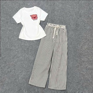 [ Hàng Mới Về ] Tổng Hợp  Sét Bộ Quần đũi+ mix áo thun tăm lạnh CROPTOP -hình heo-