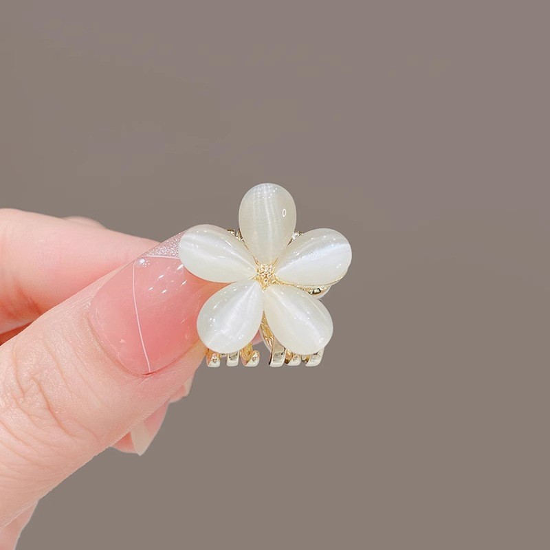 MAUROPOLI [Sẵn sàng] Đầu công chúa đơn giản cao cấp Kẹp trầy xước nhỏ Opal Hoa năm mảnh Kẹp tóc đầu bên