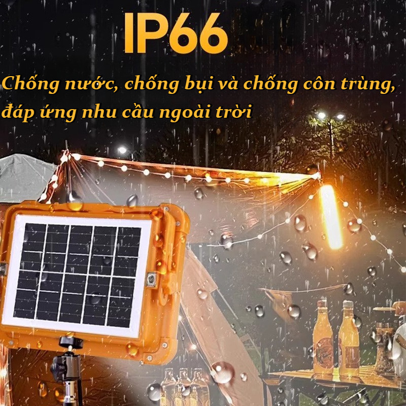 Đèn Năng Lượng Mặt Trời Cầm Tay,Tích Điện Cầm Tay Chống Nước IP66,Có Đèn Cảnh Báo