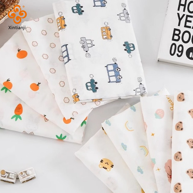 Bé Cotton Nguyên Chất Hai Lớp Gạc Vải In Cotton Mềm Mỏng Thân Thiện Với Môi Trường Cho Khăn Tã Và Quần Áo Bộ Đồ Ngủ YHW300350