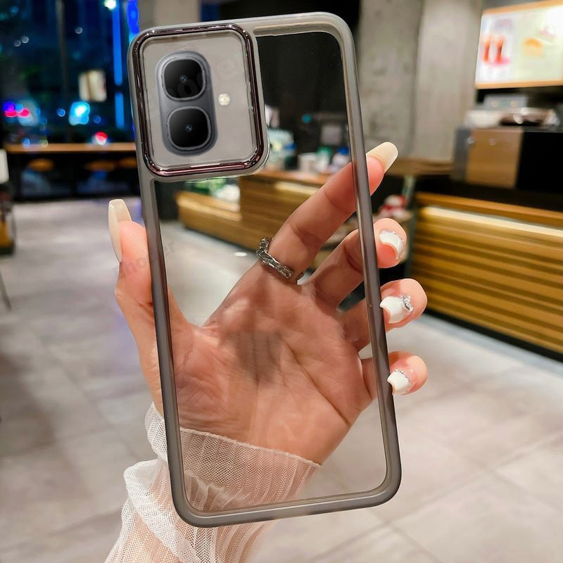 Ốp điện thoại trong suốt bằng silicon mềm TPU 3 trong 1 Infinix Smart 10 X6725 có vỏ bảo vệ Camera + Kính cường lực bảo mật + Phim mặt sau