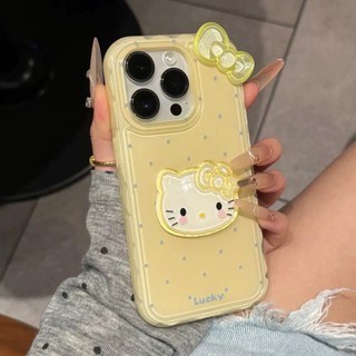 Phim Hoạt Hình Dễ Thương 3D Nơ Hello Kitty Mèo Sóng Điểm Ốp Lưng Điện Thoại iPhone 16 Pro Max 13 14 15 Promax Chống Sốc Ngọt Ngào Nữ Tính Silicon Mềm Vỏ Di Động