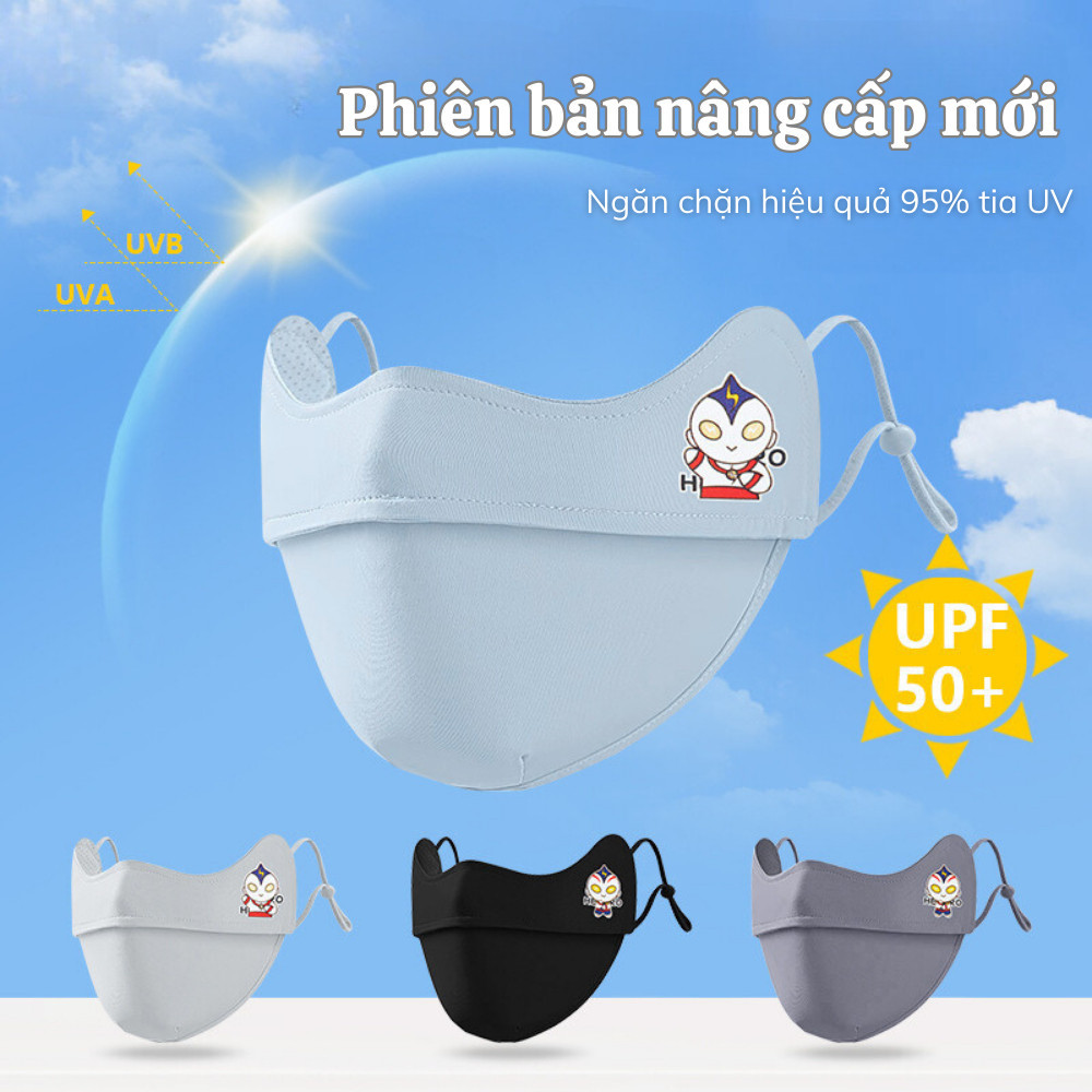 Khẩu trang chống nắng cho bé thiết kế 2 lớp chống tia UV vải lụa băng mát lạnh mềm mại thoáng khí