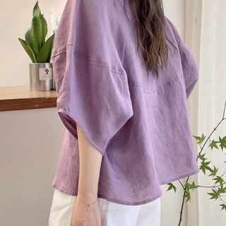 Kích Thước Lớn Rời Thường Ngày Đơn Giản Hàng Ngày Áo Sơ Mi Tay Ngắn Màu Trơn Phù Hợp Với Người Đi Làm Phong Cách Thời Trang Mỏng Hơn Nhìn Cổ Tròn Top