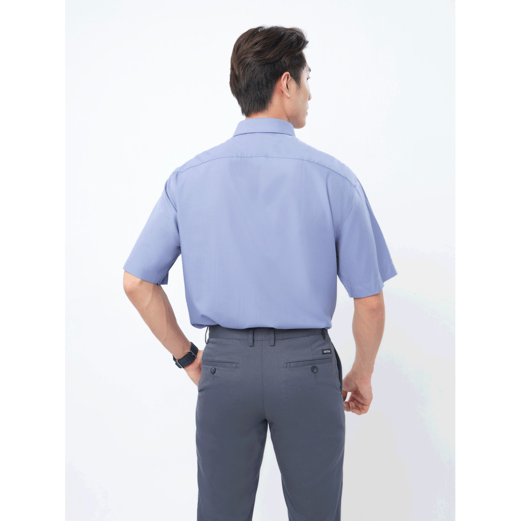 Sơ mi tay ngắn vạt tròn VIETTIEN vải sợi Hoa hồng form REGULAR VT00000366