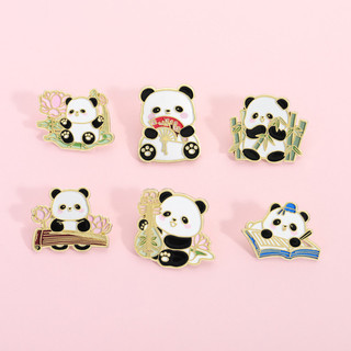 Chinoiserie Gấu Trúc Thổ Cẩm Hoạt Hình Dễ Thương Nhạc Cụ Trung Quốc Động Vật Pin Ba Lô Quần Áo Phụ Kiện Quà Tặng Cho Bạn Bè