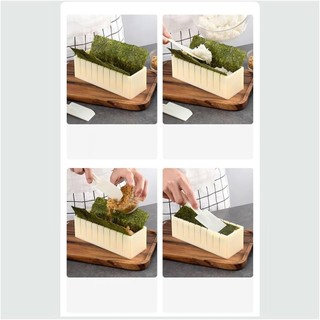 Bộ dụng cụ làm Sushi 3 mảnh có khuôn hình trái tim tròn vuông và hoạt hình bao gồm con lăn nĩa và thìa Bộ khuôn Sushi bằng nhựa dành cho người bắt đầu và sử dụng tại nhà 3 chiếc dễ làm sạch
