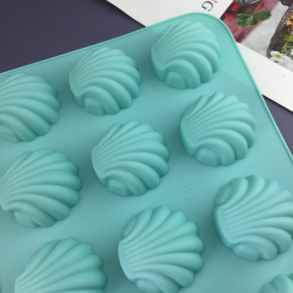 12 Khoang Vỏ Silicon Khuôn Bánh Mousse Pháp Khuôn Tự Chế Bánh Quy Sô Cô La Handmade Xà Phòng Khuôn DIY Khuôn Nướng Bánh